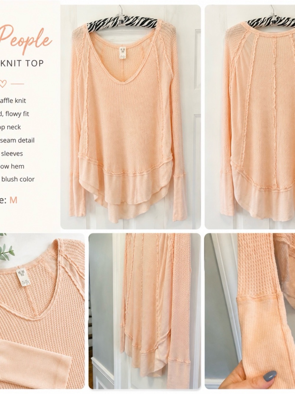 Light Pink Layered Hem Knit Top -
